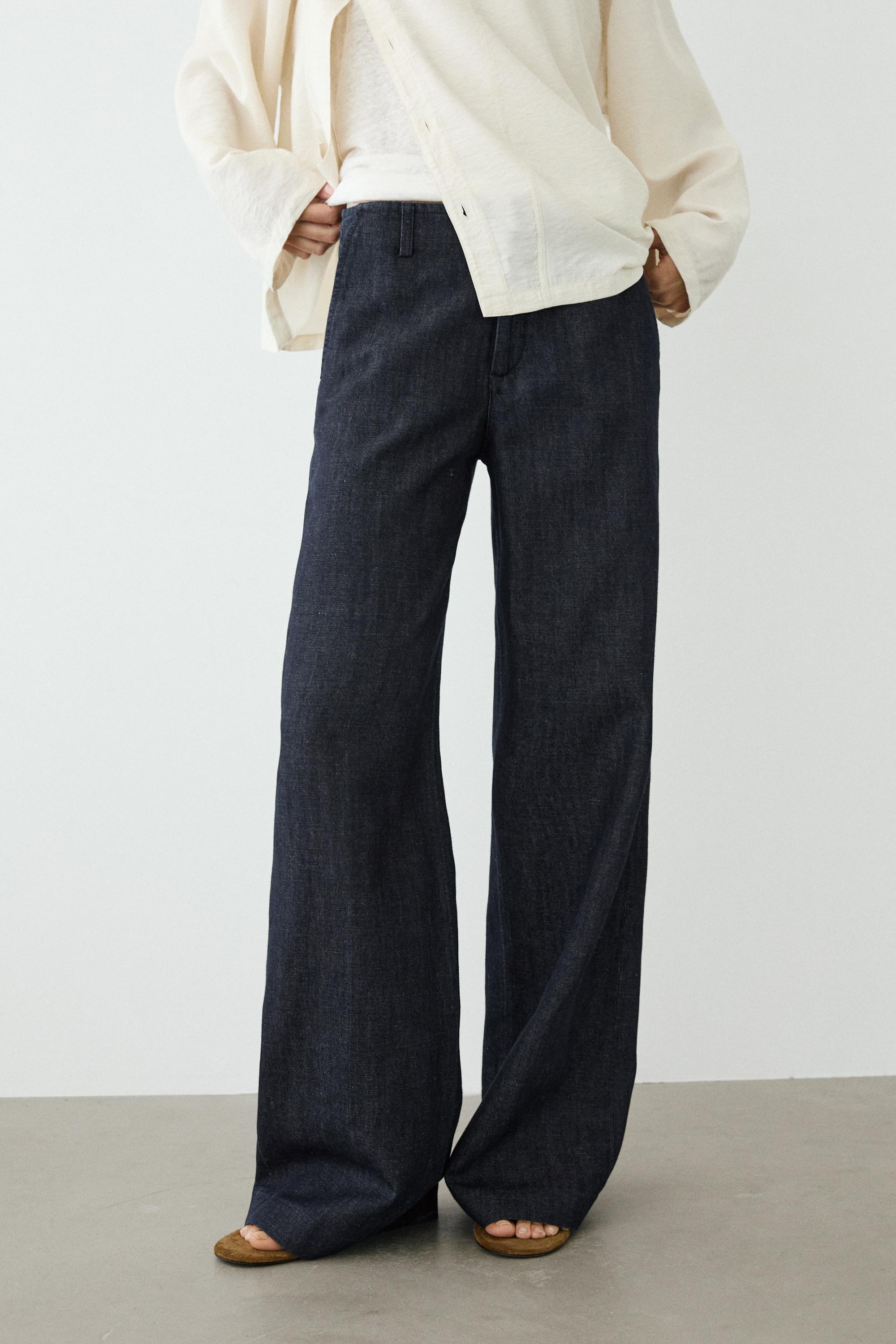 Pantalon wide leg avec lin